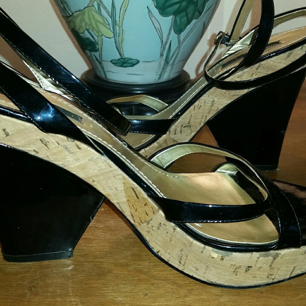 Nine West Patent Leather Ankle Strap Heel/Sandal